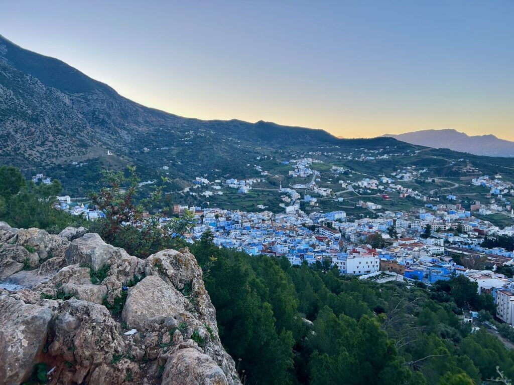 ondergaande zon over Chefchaouen